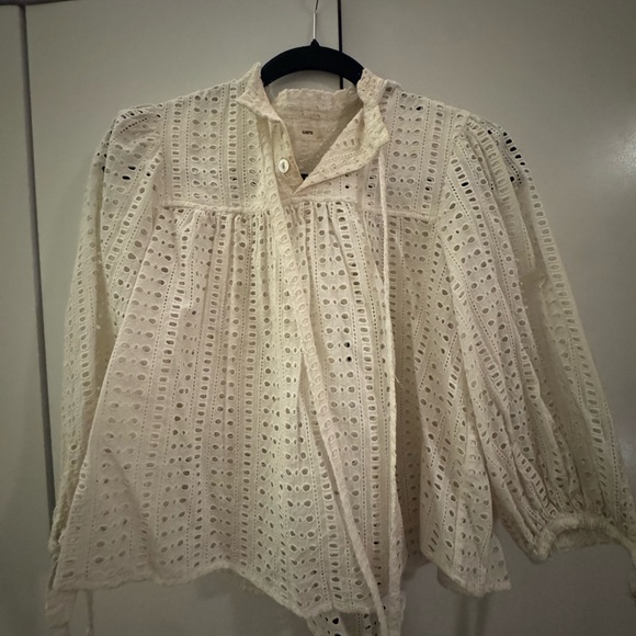 Warm White Eyelet Blouse - Picture 2 of 3